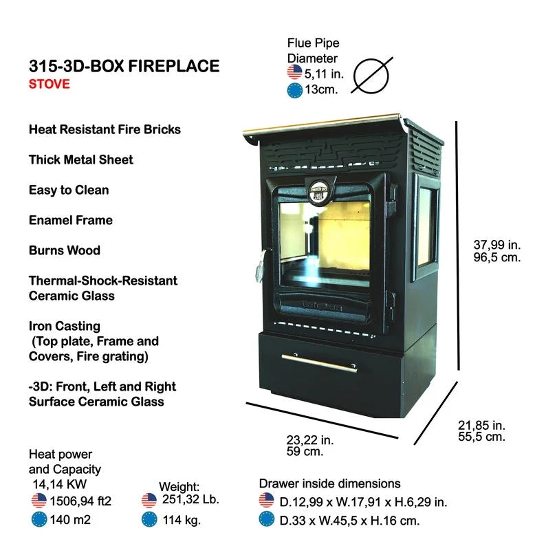 Indoor Multifunctional Wood Burning Stove with Box, Overtop Cooking Stove, Wood Burning Stove, Fire Pit, Tiny House, Fire Place, Farm House