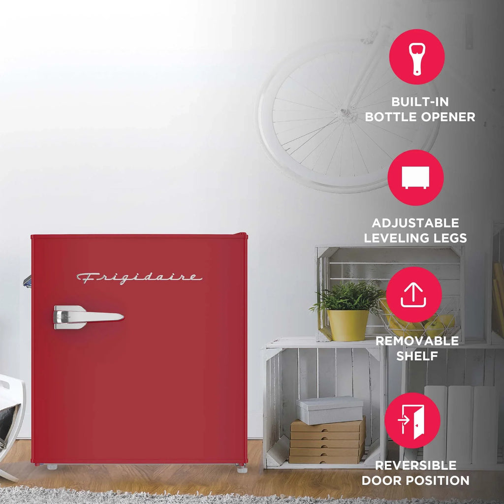 2026 NewFrigidaire 1.6 Cu ft. Retro Compact Refrigerator with Side Bottle Opener, Coral
