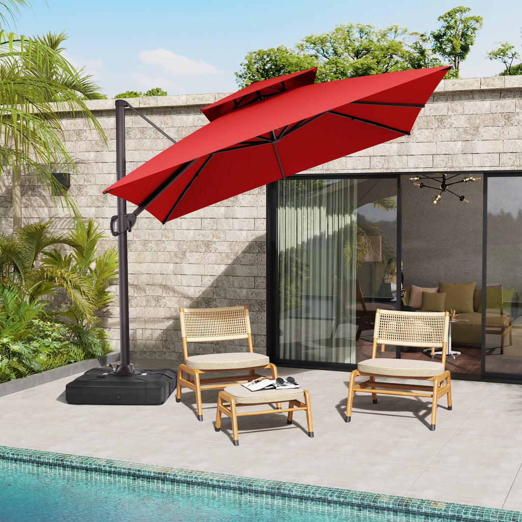 2026 NewPellebant 10 ft. x 10 ft. Square Double Top Patio Cantilever Umbrella, Navy Blue