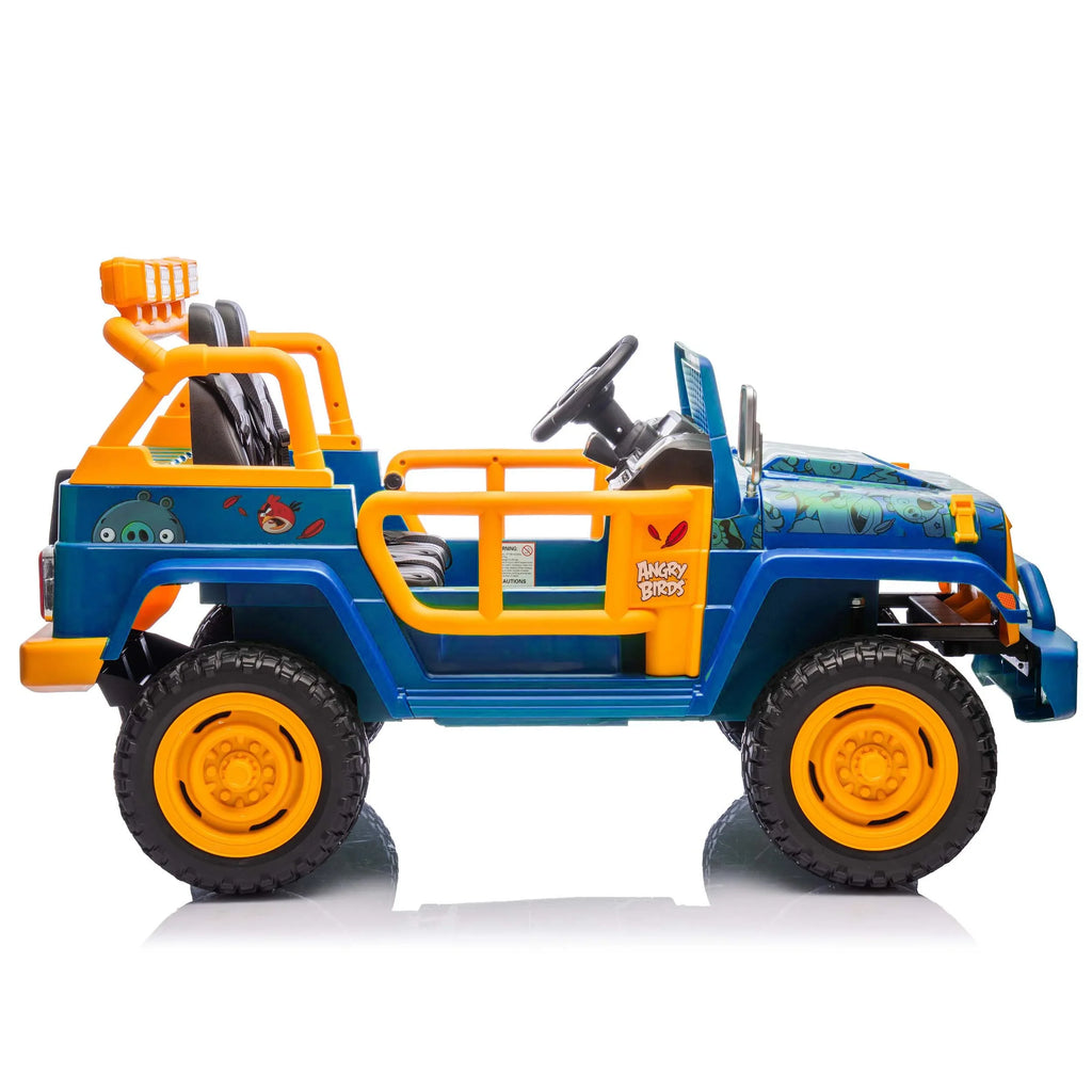 2026 NewJoyracer 24 Volt Ride on Toys for Big Kids, Licensed Angry Birds Ride on Truck with Remote, 2 Seater 4WD Electric Ride ons with Shovel, Bluetooth, Lights, Power Car Wheels for 3-8, 130lbs, Green