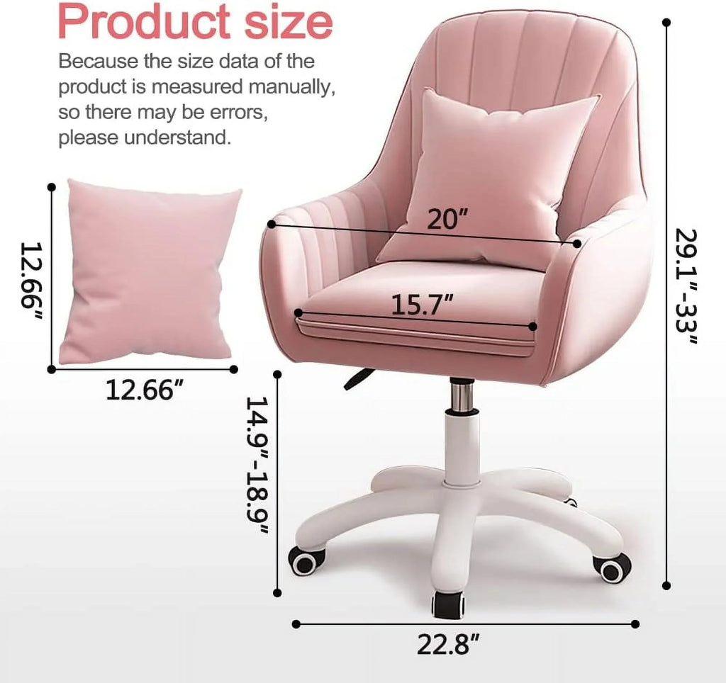2026 NewHome Office Chair Computer Chair with Mid-Back Upholstered Modern Tufted Computer Task Chair Swivel Height Adjustable Velvet Accent Chair."White"