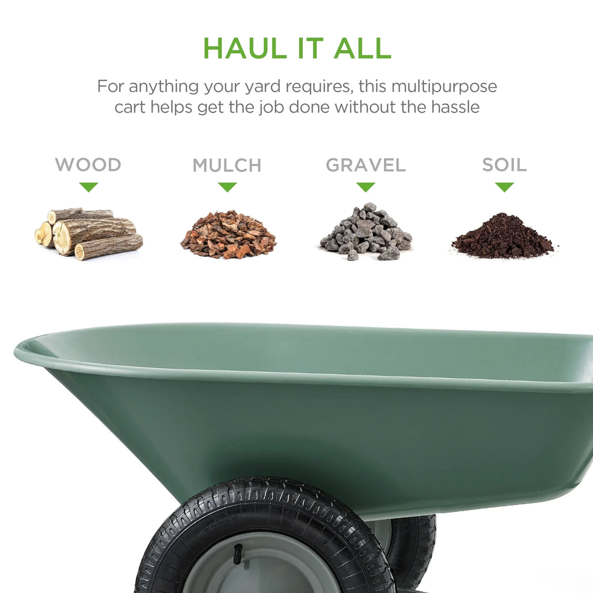 2026 NewBest Choice Products Dual-Wheel Home Wheelbarrow Yard Garden Cart for Lawn, Construction - Green