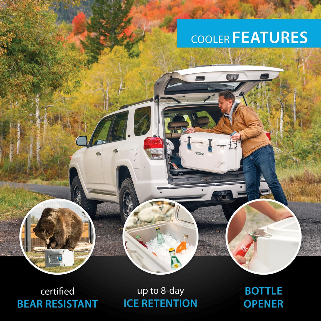 Lifetime 65 qt Bear-Resistant Camping Cooler, Premium High Performance, Ice Retention, Hard Cooler, 75 Can Capacity, Arctic White (90997)