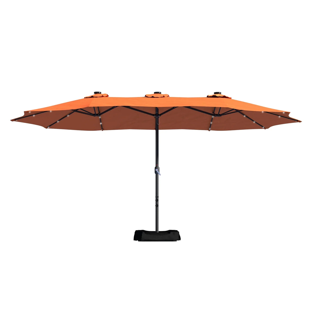 2026 NewMondawe 15ft Patio Umbrella Rectangular Outdoor Market Umbrella with Base and LED Lights Beige