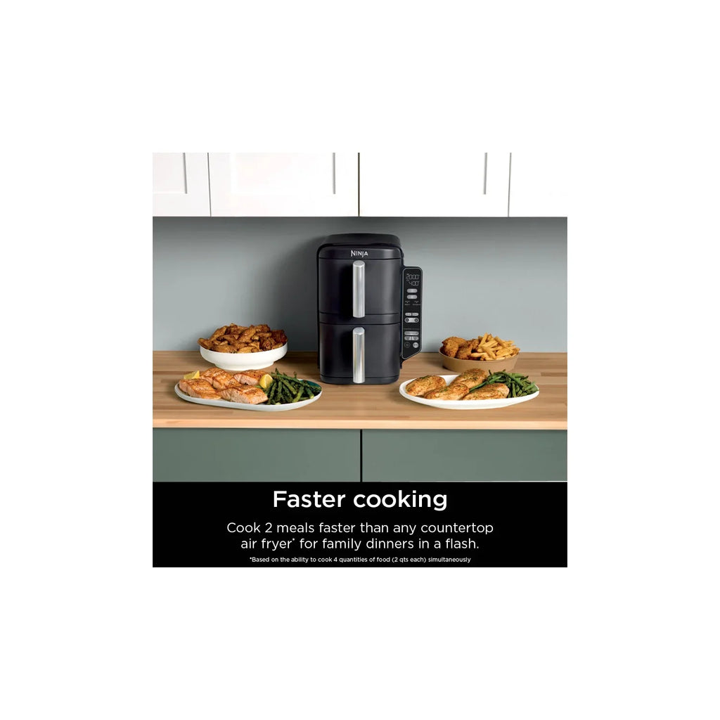 2026 NewNinja DoubleStack XL 2-Basket Air Fryer, DoubleStack Technology Cooks 4 Foods at Once, Space Saving Design, 10 QT, 4-in-1, Smart Finish & Match Cook, SL400