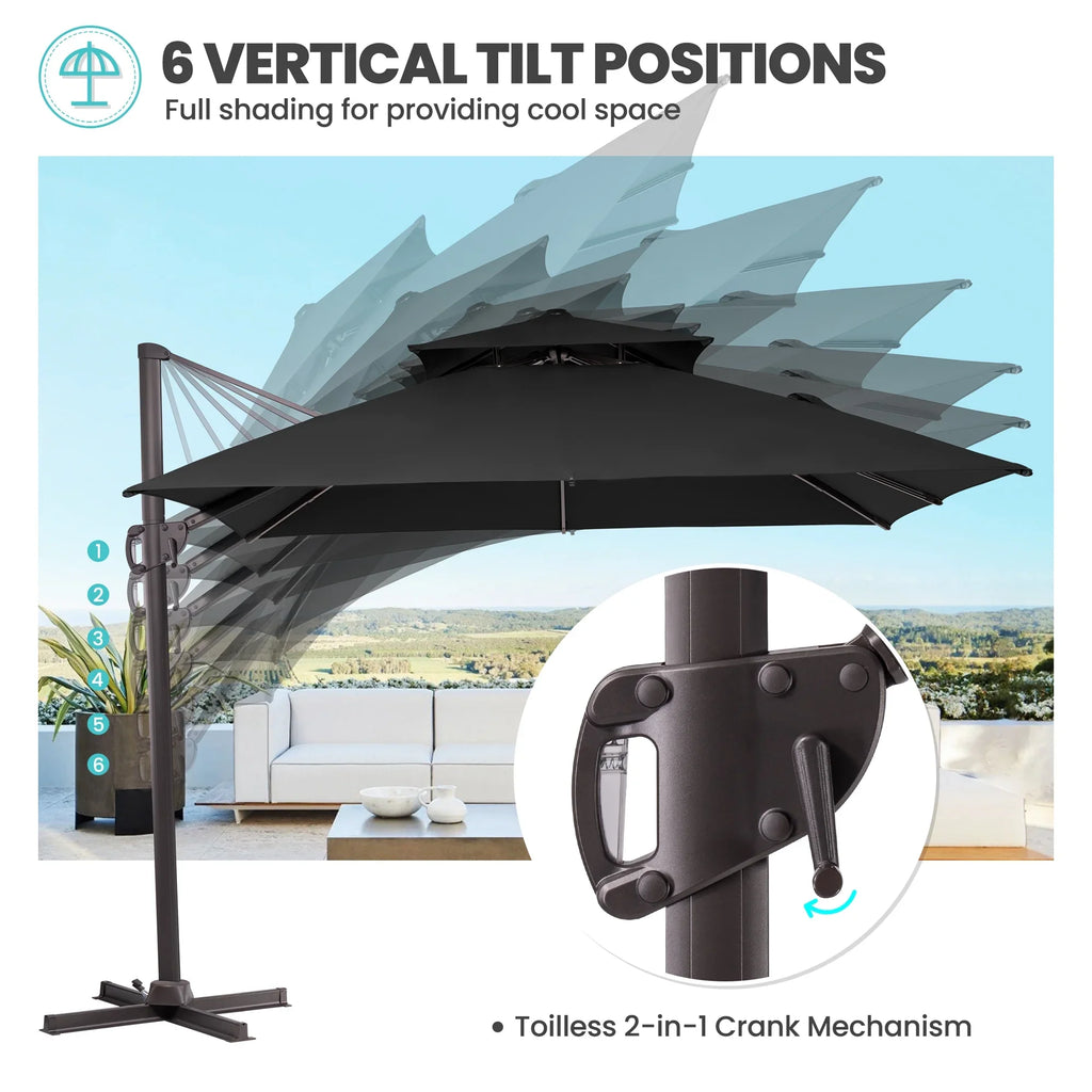2026 NewPellebant 10 ft. x 10 ft. Square Double Top Patio Cantilever Umbrella, Navy Blue