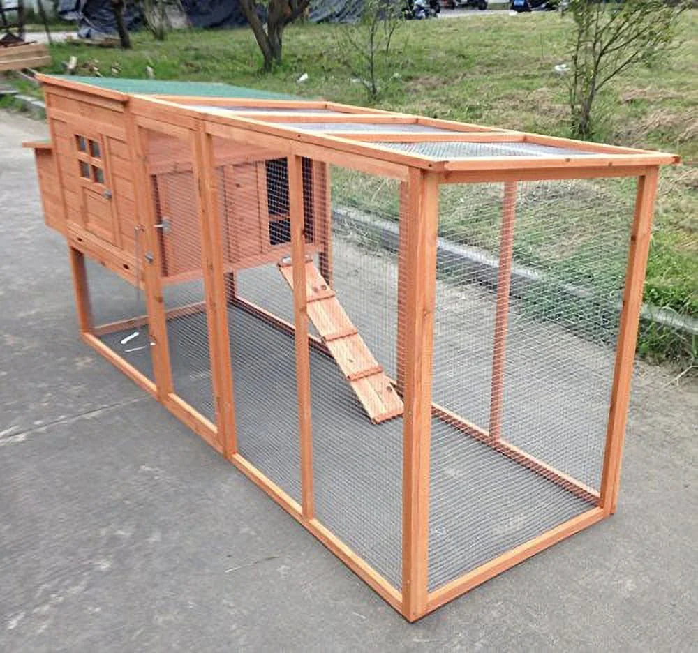 2026 NewChicken Coop Large 95" Deluxe Solid wood Hen Chicken Cage House Coop Huge with Run nesting box