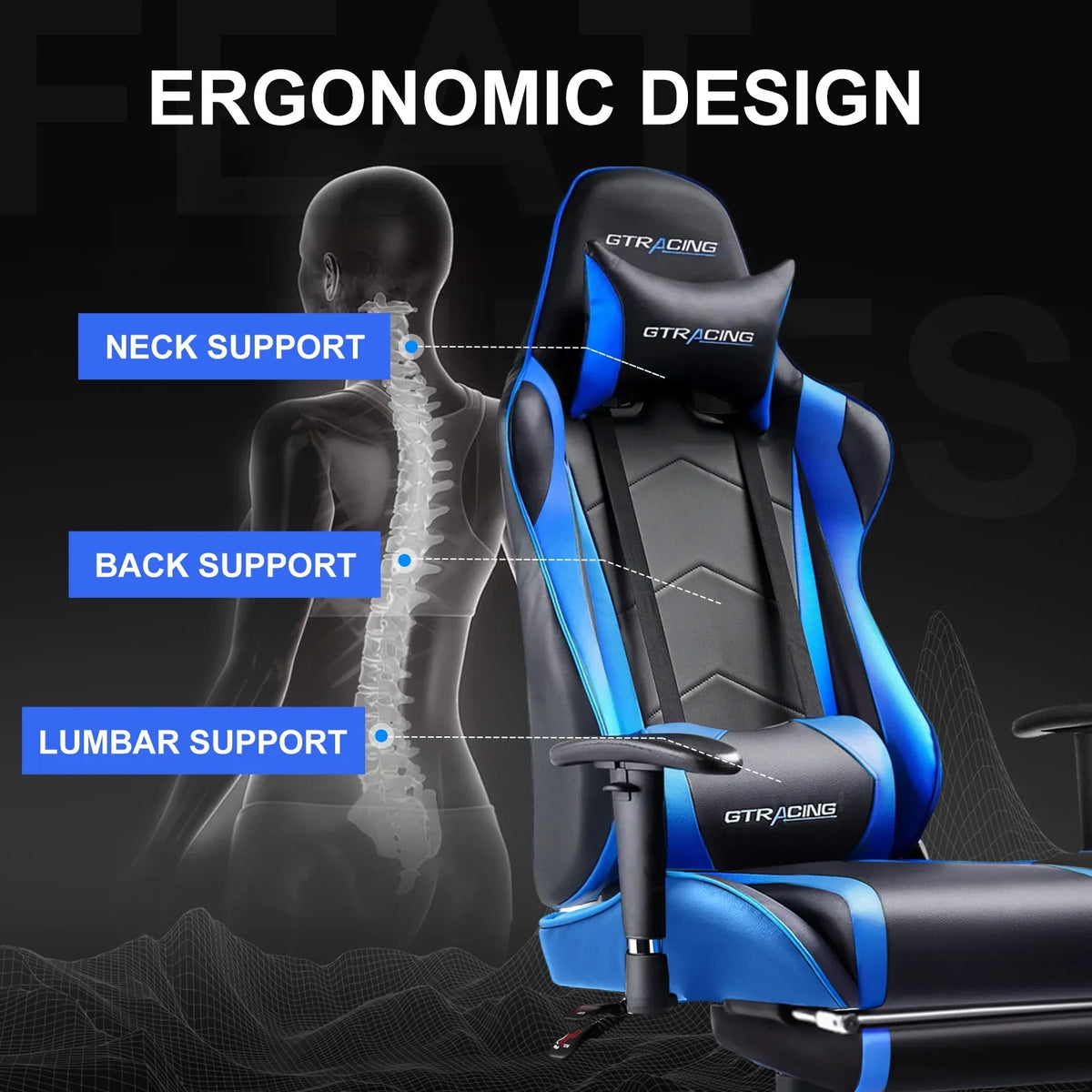2026 NewGTRACING Gaming Chair, Ergonomic Office Desk Chair with Lumbar Support, PU Leather, Footrest & Adjustable Headrest, Red