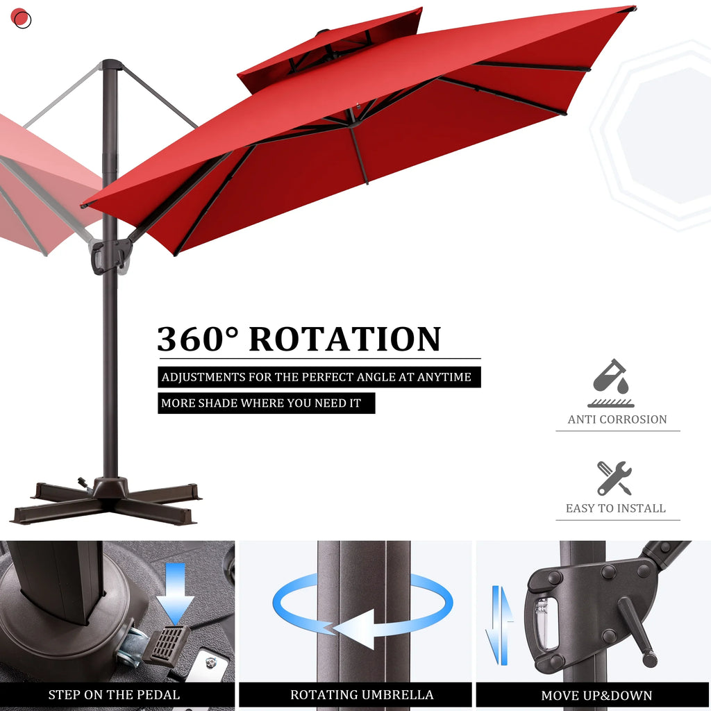 2026 NewPellebant 10 ft. x 10 ft. Square Double Top Patio Cantilever Umbrella, Navy Blue