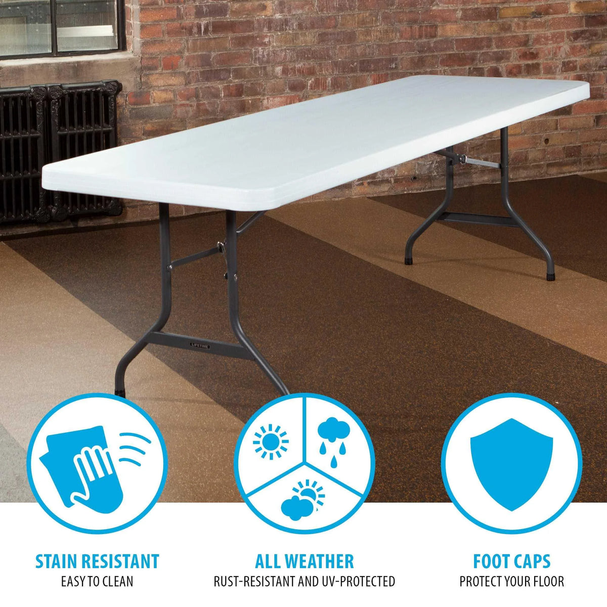 Lifetime 8 ft. Rectangle Folding Table, Indoor/Outdoor Commercial Grade, White Set of 4 (42980)