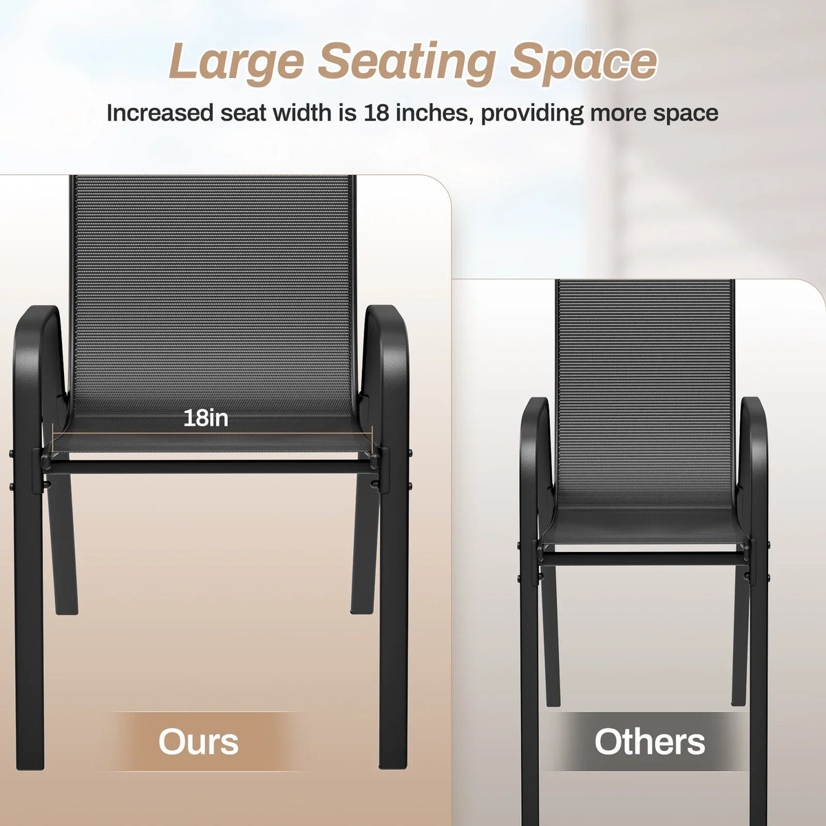 2026 NewArlopu 8Pcs Patio Dining Chairs Outdoor Stackable Armrest Chairs for Lawn Garden Backyard