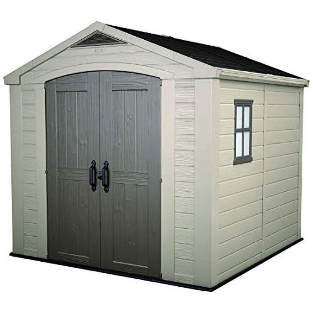 2026 NewKeter Factor 8 x 11 Foot All Weather Resin Outdoor Storage Shed, Taupe