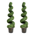 2026 NewGymax 2Pcs 4FT Artificial Boxwood Spiral Tree W/Realistic Leaves Indoor Outdoor Office