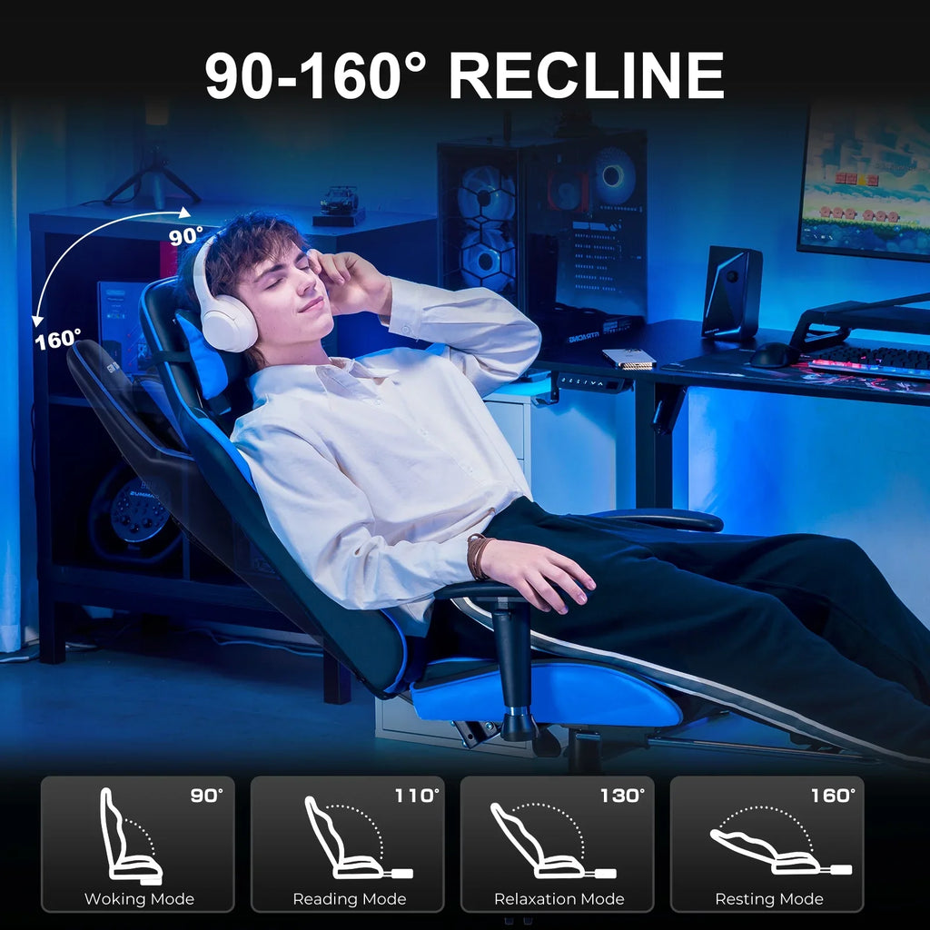 2026 NewGTRACING Gaming Chair, Ergonomic Office Desk Chair with Lumbar Support, PU Leather, Footrest & Adjustable Headrest, Red