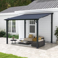 2026 New8' x 10' Outdoor Pergola Gazebo, Lean to Awnings Gazebos, Heavy Duty Hard Top Metal Pergola with Roof, for Patio, Backyard, Decks, Poolside
