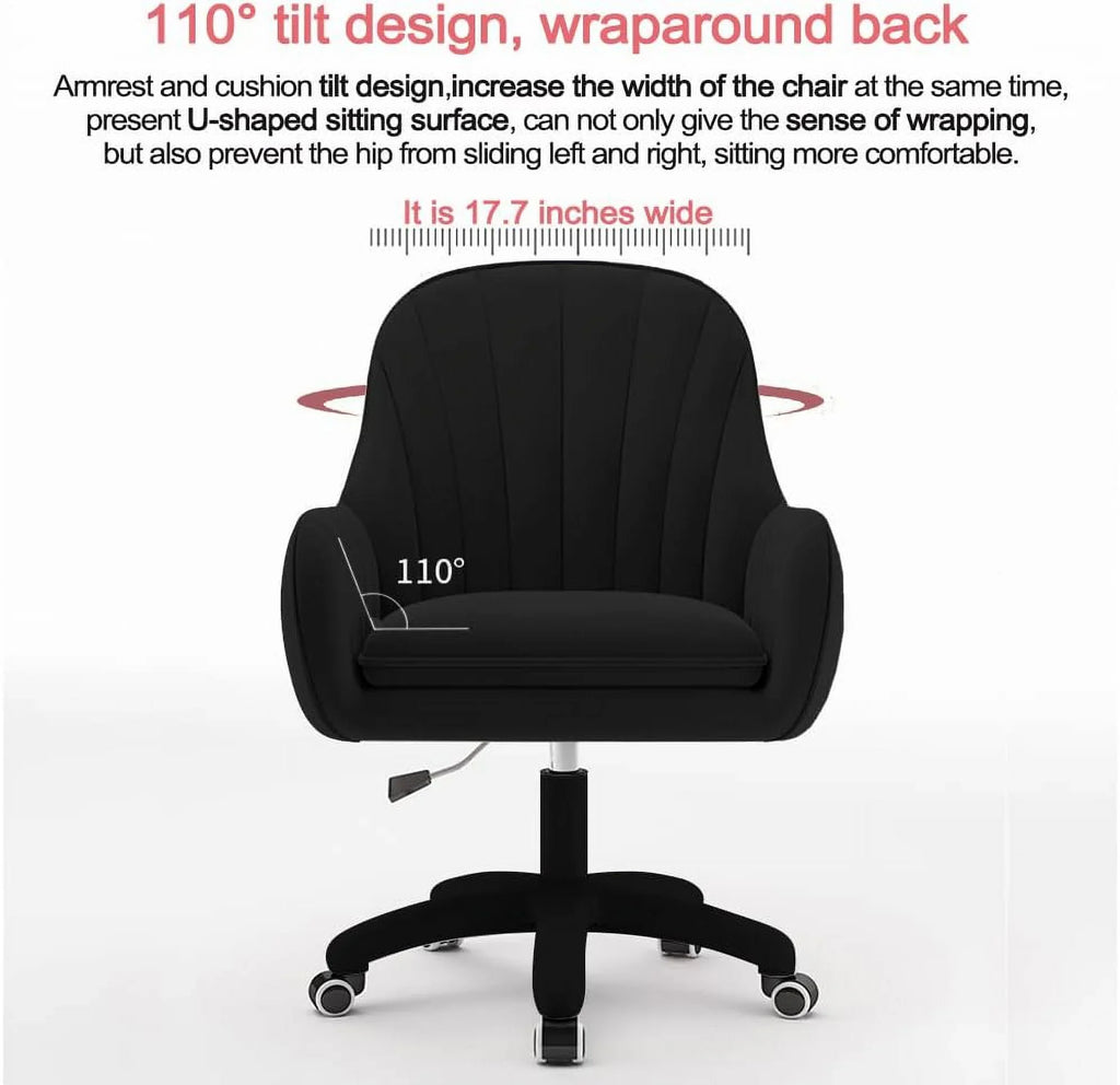 2026 NewHome Office Chair Computer Chair with Mid-Back Upholstered Modern Tufted Computer Task Chair Swivel Height Adjustable Velvet Accent Chair."White"