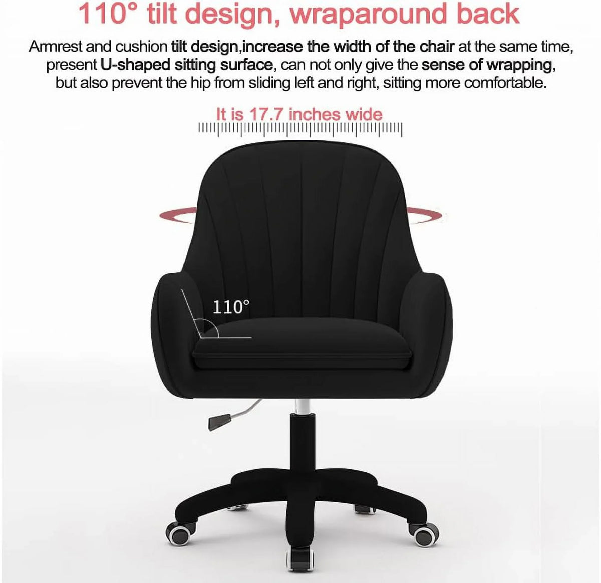 2026 NewHome Office Chair Computer Chair with Mid-Back Upholstered Modern Tufted Computer Task Chair Swivel Height Adjustable Velvet Accent Chair."White"