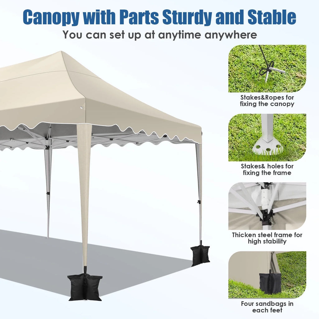 COBIZI 10X20 Pop up Canopy Tent with 6 Removable Side Walls Heavy Duty,Waterproof Adjustable Outdoor Event Party tent Parties,Commercial Instant Portable,Weddings,Camping,with Wheeled Bag,Gray