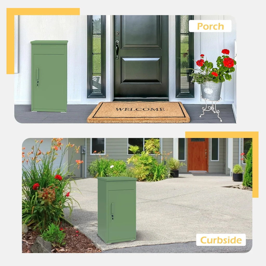 2026 NewAECOJOY Package Delivery Boxes for Outside Parcel Drop Box Outdoor Storage Box Wall Mounted Express Mail Package Delivery Box 17" x 16" x 38.3" Black