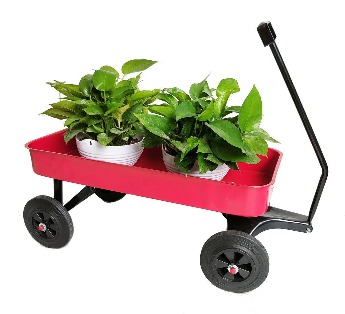 Collapsible Folding Wagon, Push Pull Foldable Beach Wagon Cart with All-Terrain Wheels, Heavy Duty Utility Grocery Wagon for Outdoor Camping Garden Sport Shopping,Pink
