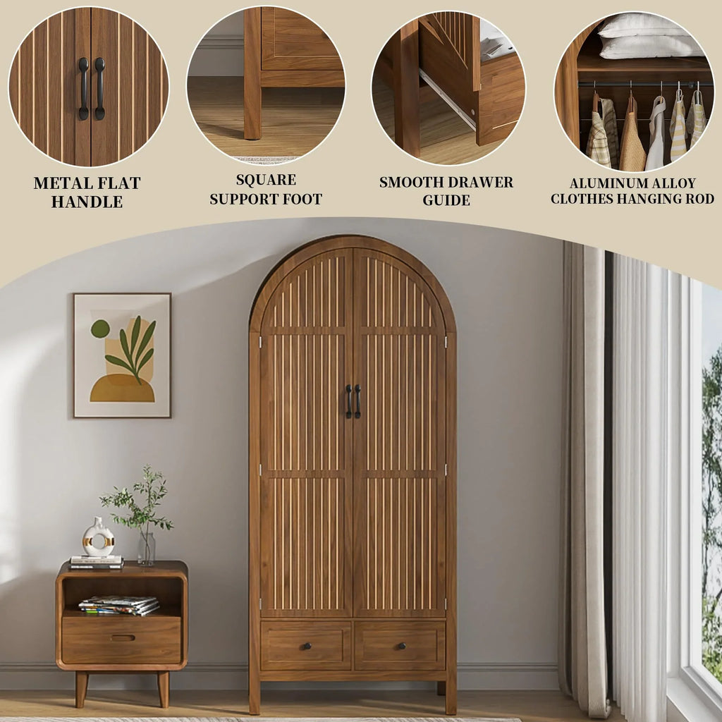 2026 NewArmoire Wardrobe Closet, Bedroom Armoire with Drawers, Wood Wardrobe Storage Cabinets
