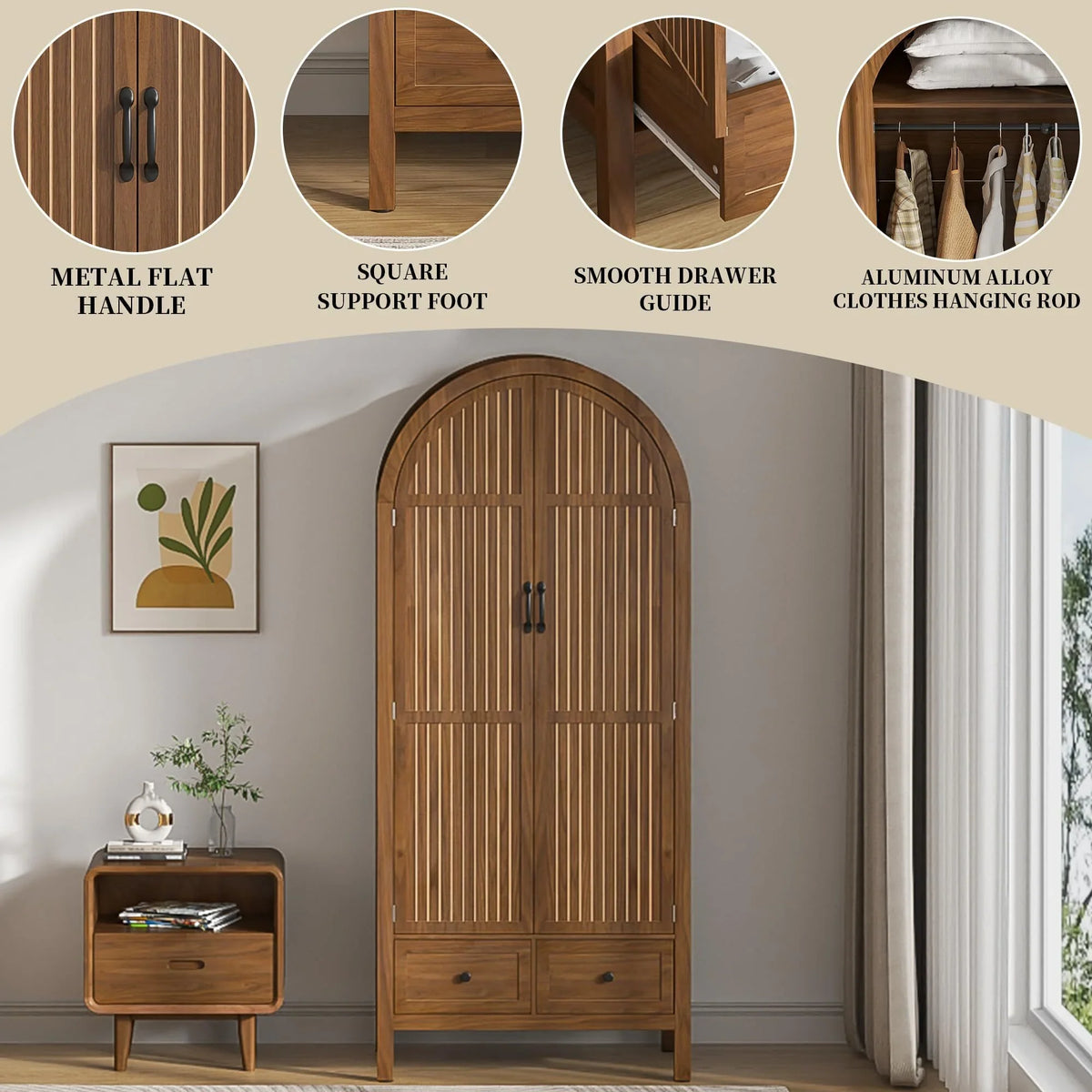 2026 NewArmoire Wardrobe Closet, Bedroom Armoire with Drawers, Wood Wardrobe Storage Cabinets