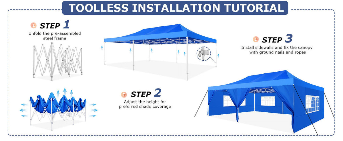 COBIZI 13x26 Heavy Duty Commercial Canopy Tent,Easy Pop Up Party Tent Gazebo,Outdoor Portable Party Canopy,Extra-large Size Space For Outside Wedding Gathering Activities,Waterproof&UPF 50+,White