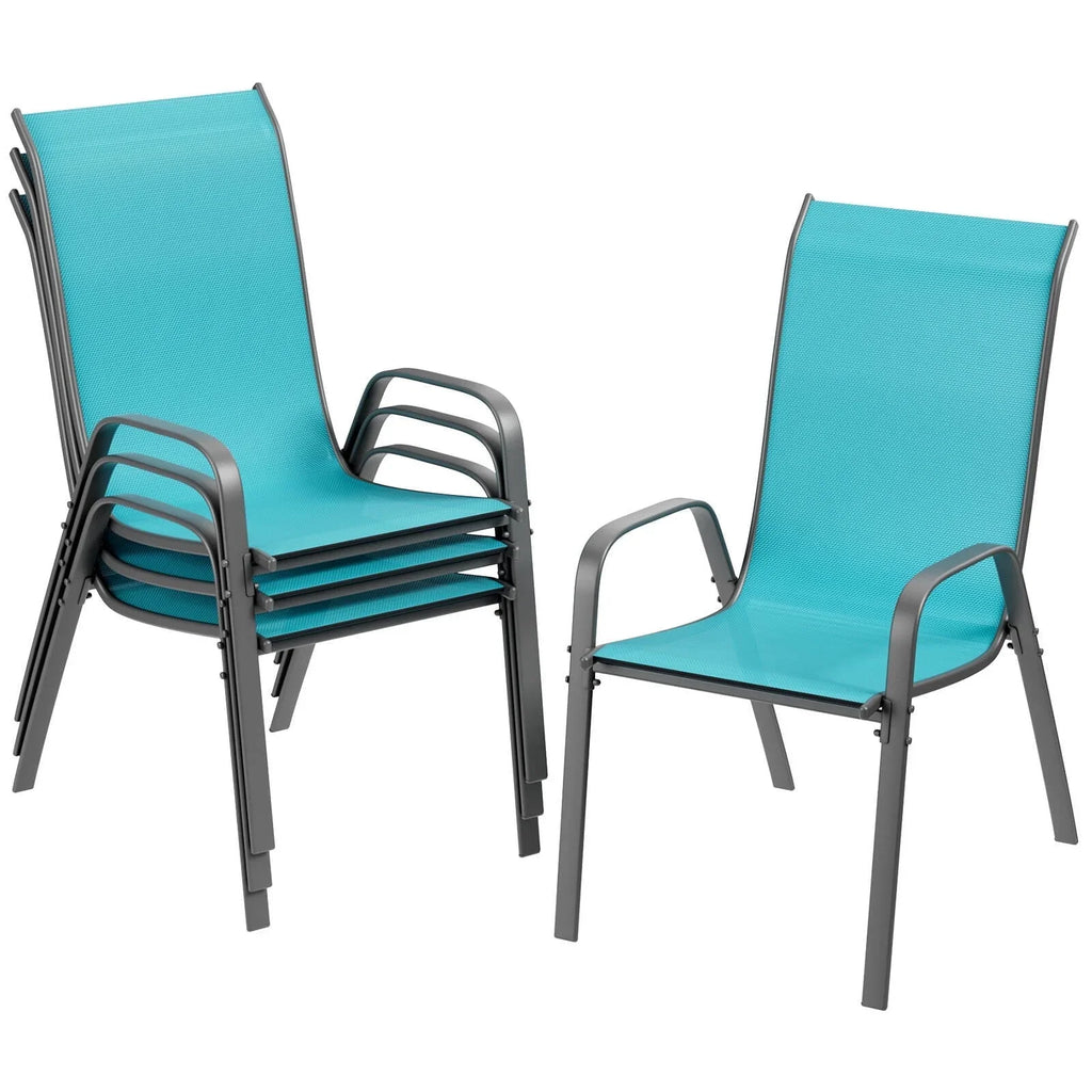 2026 NewPirecart Set of 4 Patio Dining Chairs, Textilene Outdoor Stacking Chairs for Poolside, Backyard, Garden
