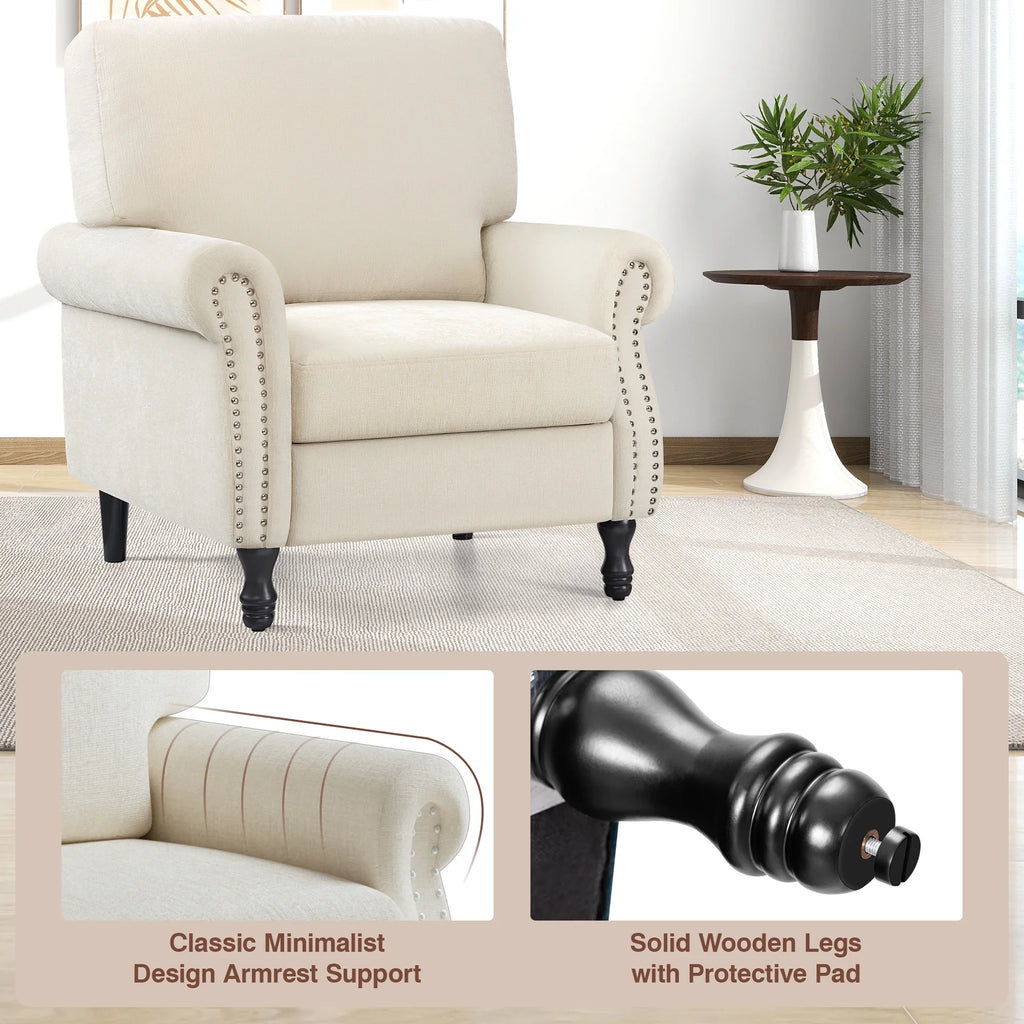 2026 NewCOOLHUT Modern Accent Chair Armchair, Linen Fabric Upholstered Comfy Single Sofa with Solid Wood Frame for Living Room, Gray