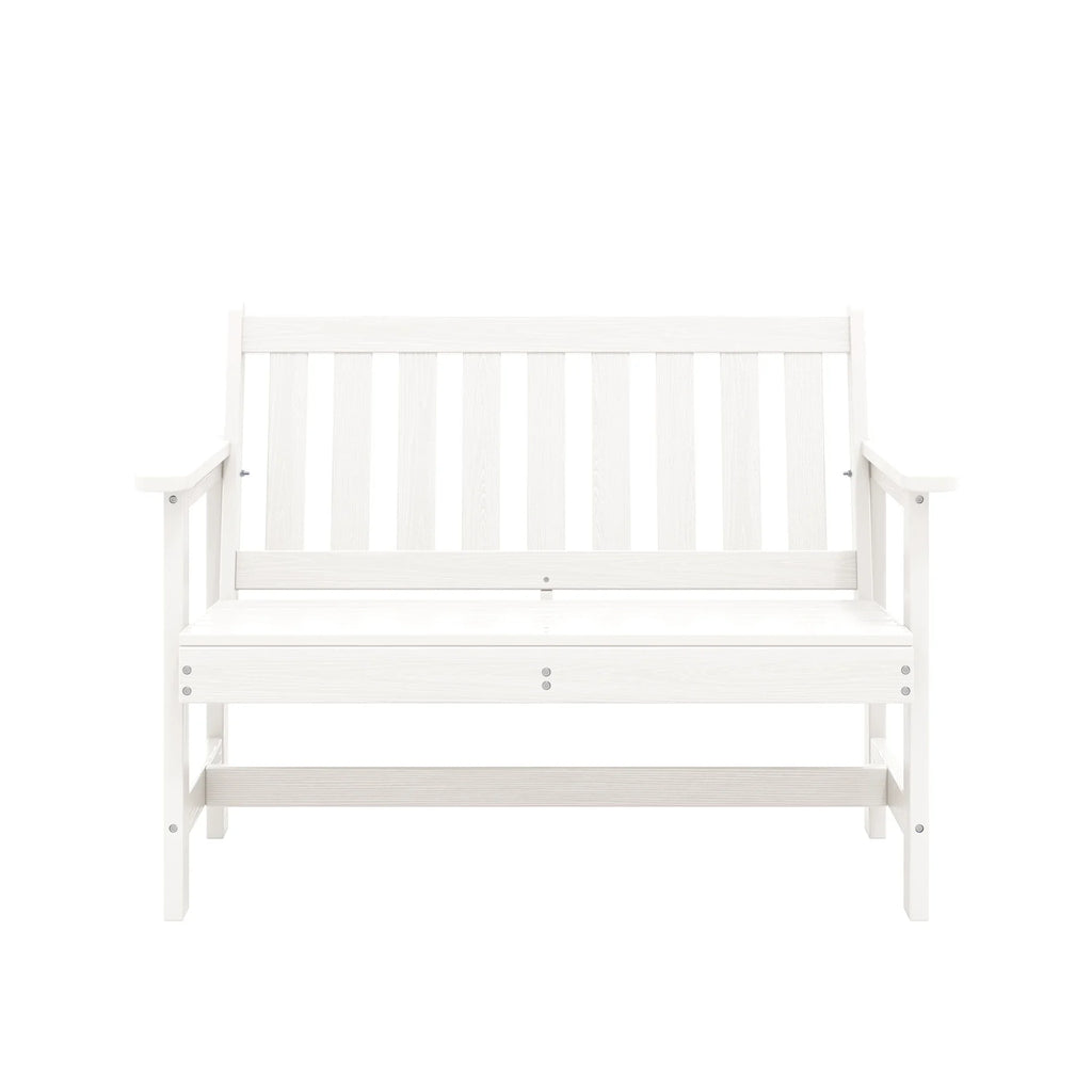 2026 NewSERWALL Outdoor Bench for 2-Person, Weather-Resistant HDPE with Aluminum Reinforcement, Supports 660 lbs, Comfortable Seating for Patio, Garden, and Porch, Black