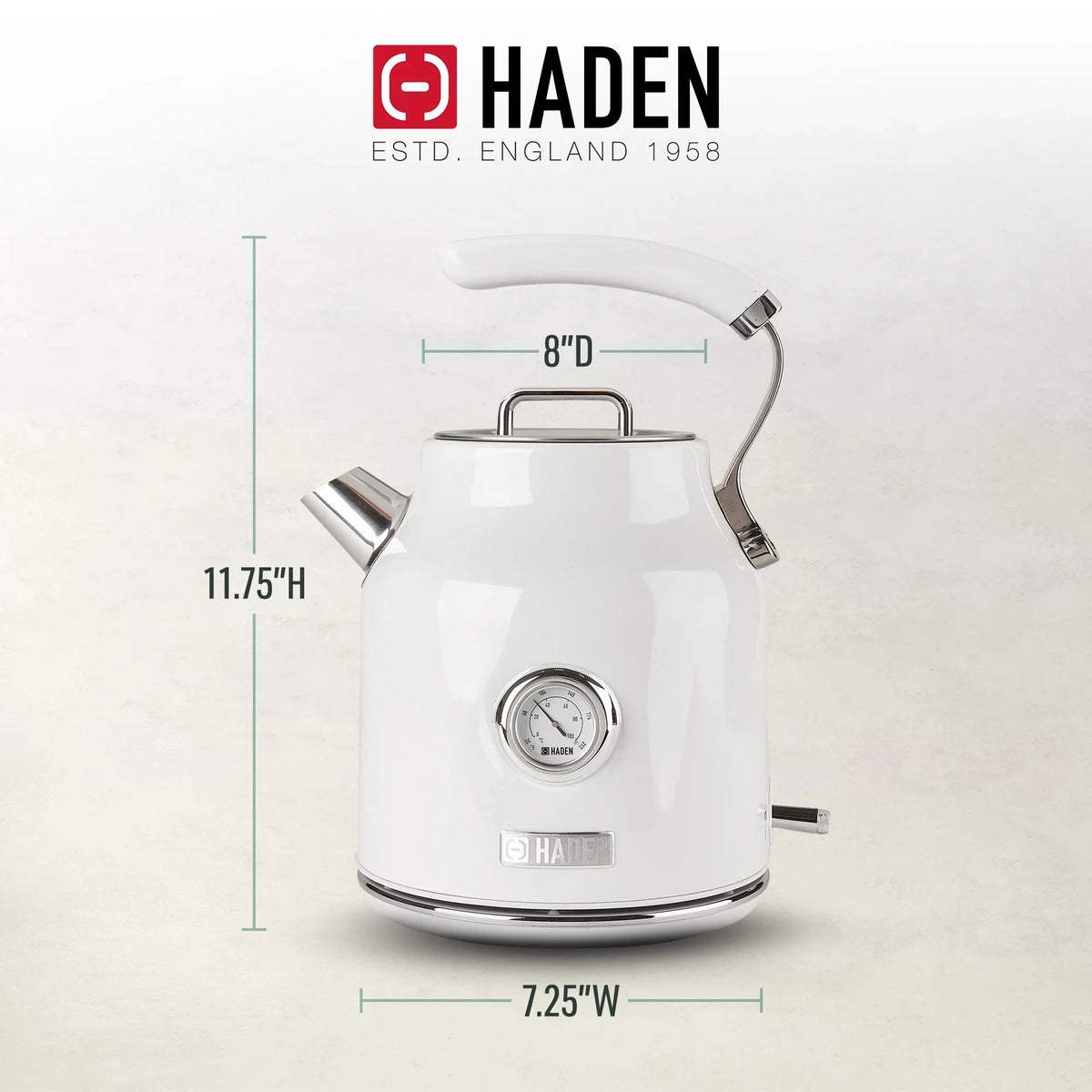 2026 NewHaden Dorset 1.7 Liter Electric Water Kettle with Base, Putty & Chrome