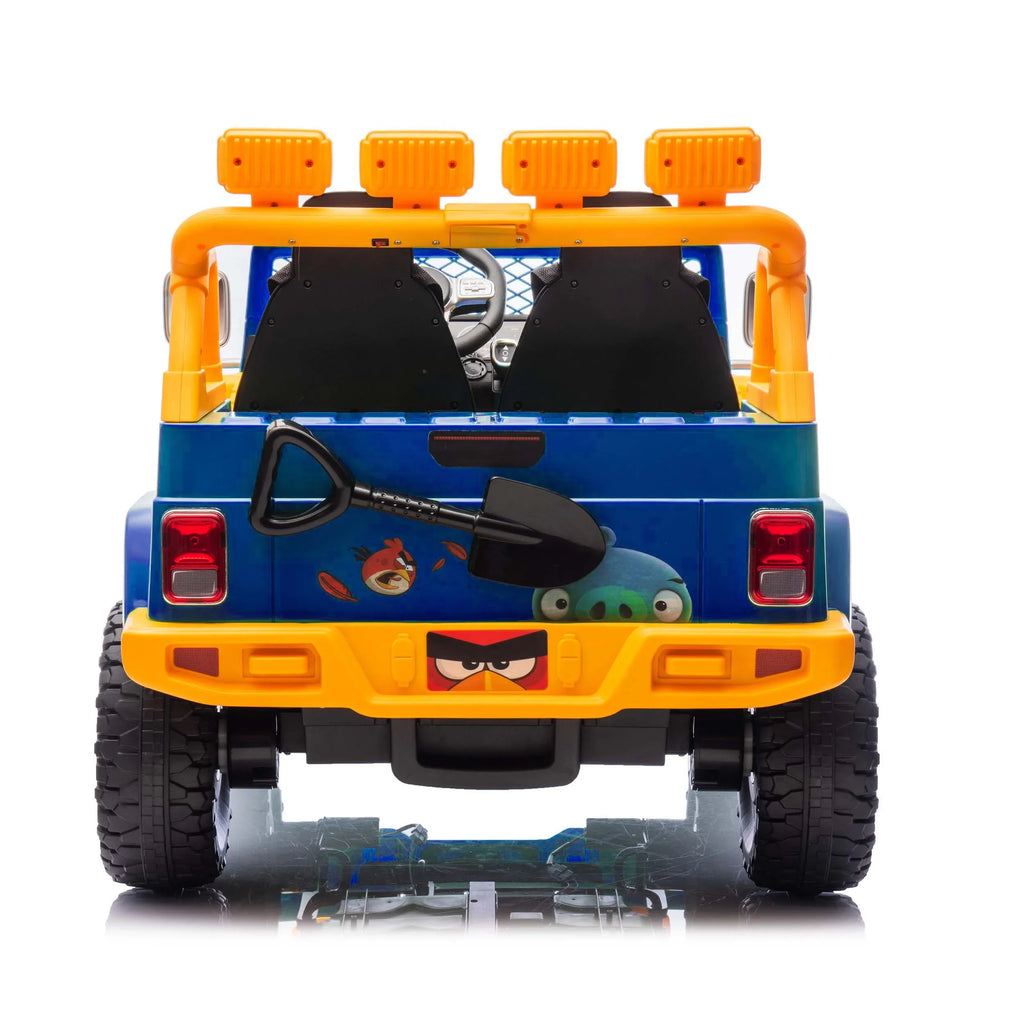 2026 NewJoyracer 24 Volt Ride on Toys for Big Kids, Licensed Angry Birds Ride on Truck with Remote, 2 Seater 4WD Electric Ride ons with Shovel, Bluetooth, Lights, Power Car Wheels for 3-8, 130lbs, Green