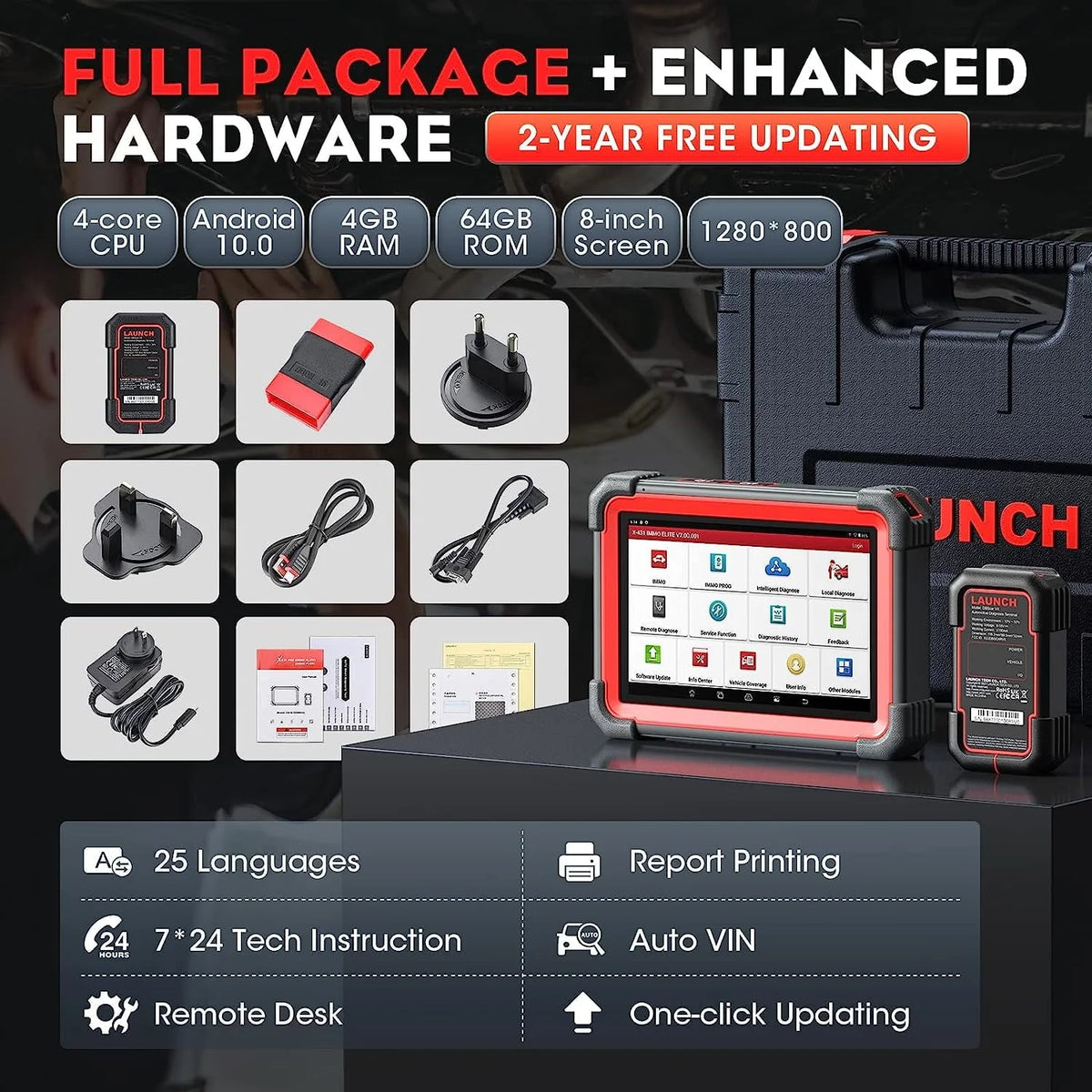 LAUNCH X431 IMMO Elite Key Programming Car Diagnostic Scan Tool with X-PROG3 Key Programmer, ECU Clone/match, CANFD&DOIP, 39+ Services 2 Years Free Update