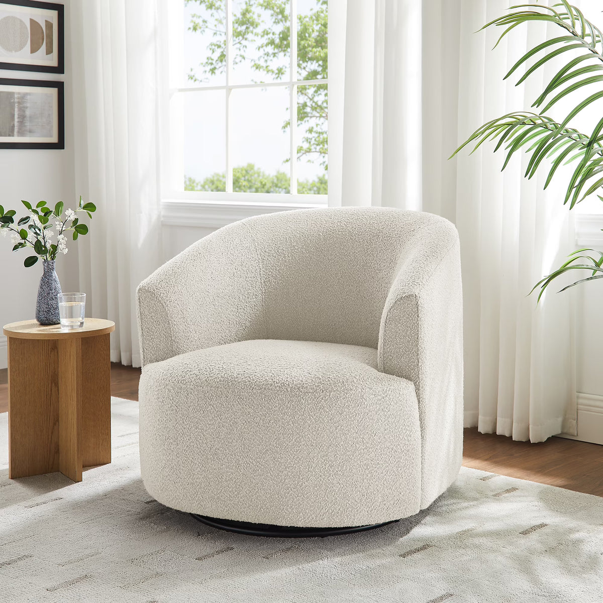 2026 NewMainstays Boucle Swivel Accent Chair, Taupe