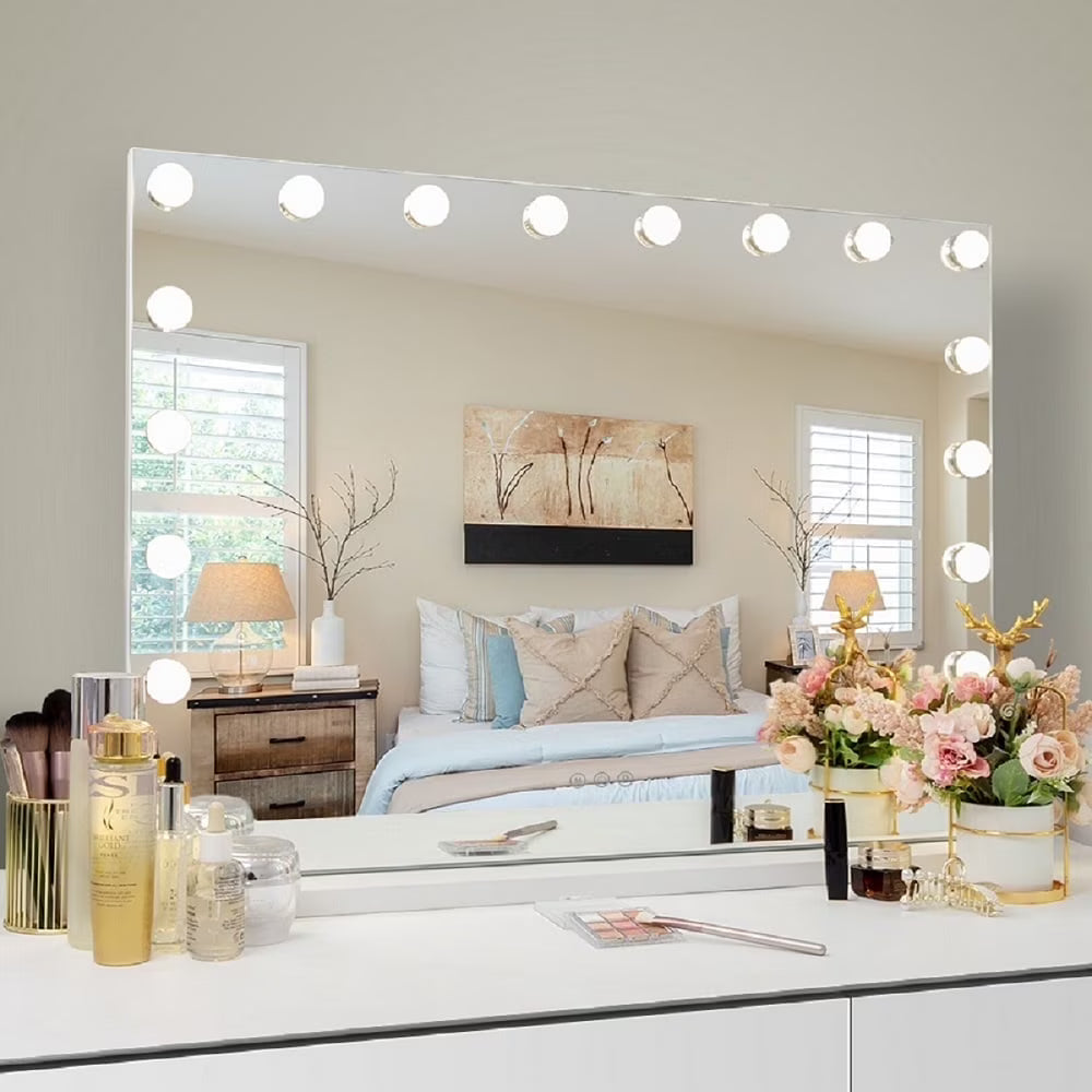 2026 NewFenchilin 32"x23" Vanity Mirror with Lights USB Charging Tabletop Wall Mount Metal White