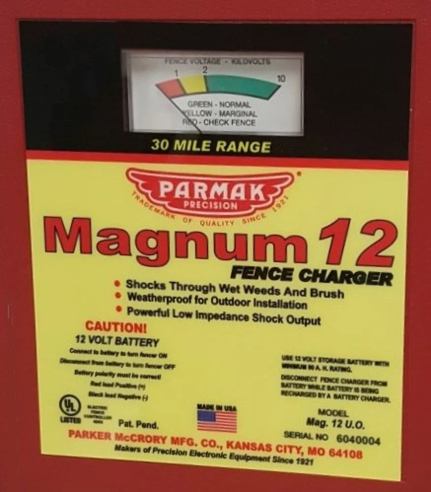 Parmak 30 Mile Range Magnum 12 Fence Charger, 12V Electric Fence Energizer