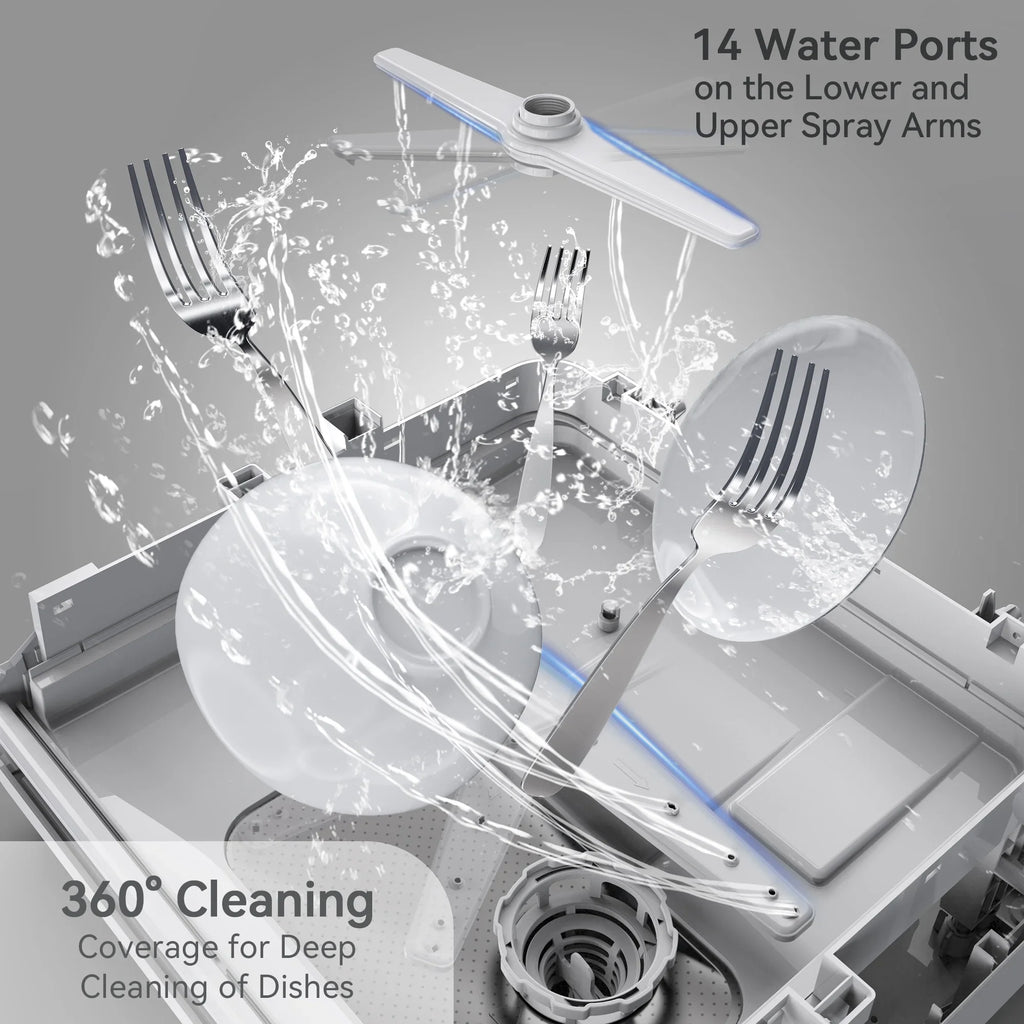 2026 NewHermitlux Portable Countertop Dishwasher, 5 Washing Programs, 5L Built-in Water Tank and Air-Dry Function, HMX-DW03