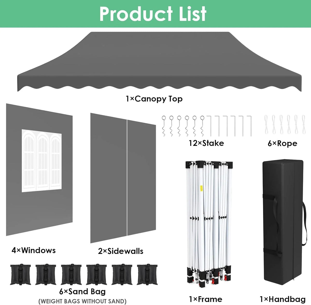 LAZY BUDDY 10'x20' Pop up Canopy Tent with 6 Sidewalls, Heavy Duty Outdoor Canopy Tent Commercial Instant Folding Sun Shelter for Party, Wedding, Camping