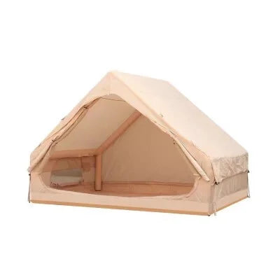 Oufan Inflatable Tents for Camping, Blow Up Tent with Hand Pump, Easy Setup 4 Season Waterproof Outdoor Tent, with 12 Mesh Window and Oxford Air Glamping Tents for Camping Adult 4-6 Person, Beige