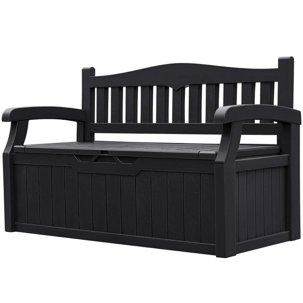 2026 NewHomall 80 Gallon Plastic Storage Bench Made Of Durable Weatherproof Resin And Deck-Box Organized Storage Compartment For Outdoor Patios And Lawns,Black
