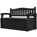 2026 NewHomall 80 Gallon Plastic Storage Bench Made Of Durable Weatherproof Resin And Deck-Box Organized Storage Compartment For Outdoor Patios And Lawns,Black
