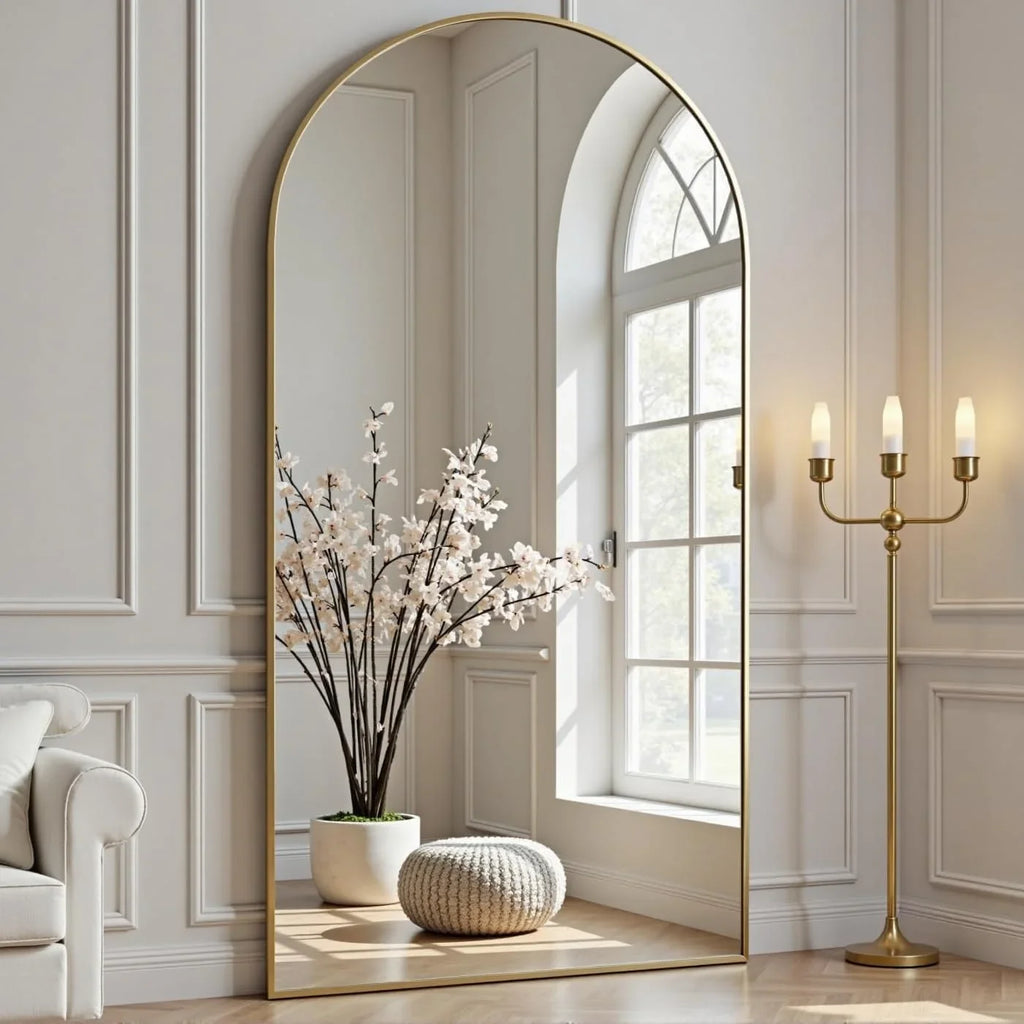 2026 NewArched Full Length Mirror, 71"x26" Large Floor Standing Body Mirror with Stand, Gold
