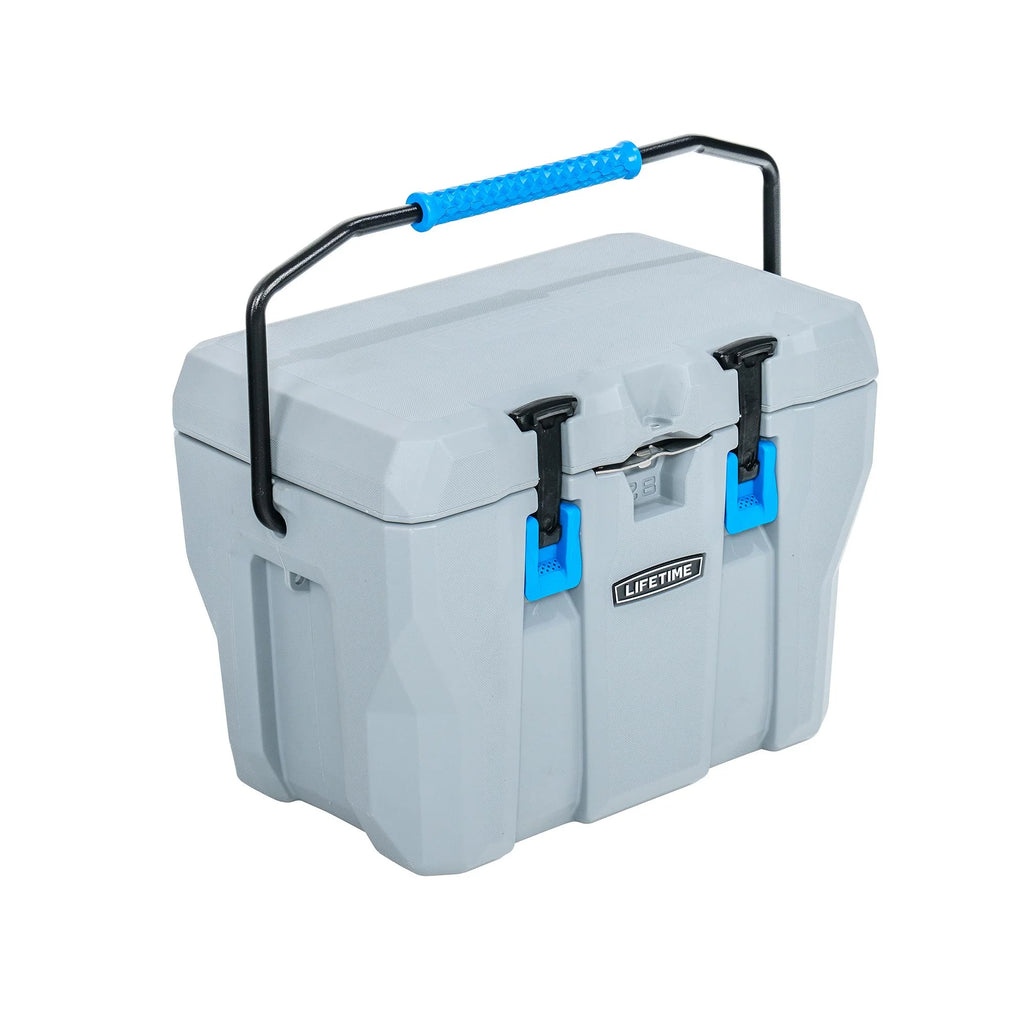 Lifetime 28 qt Bear-Resistant Camping Cooler, Premium High Performance, Ice Retention, Hard Cooler, 20 Can Capacity, Boulder Gray (91289)