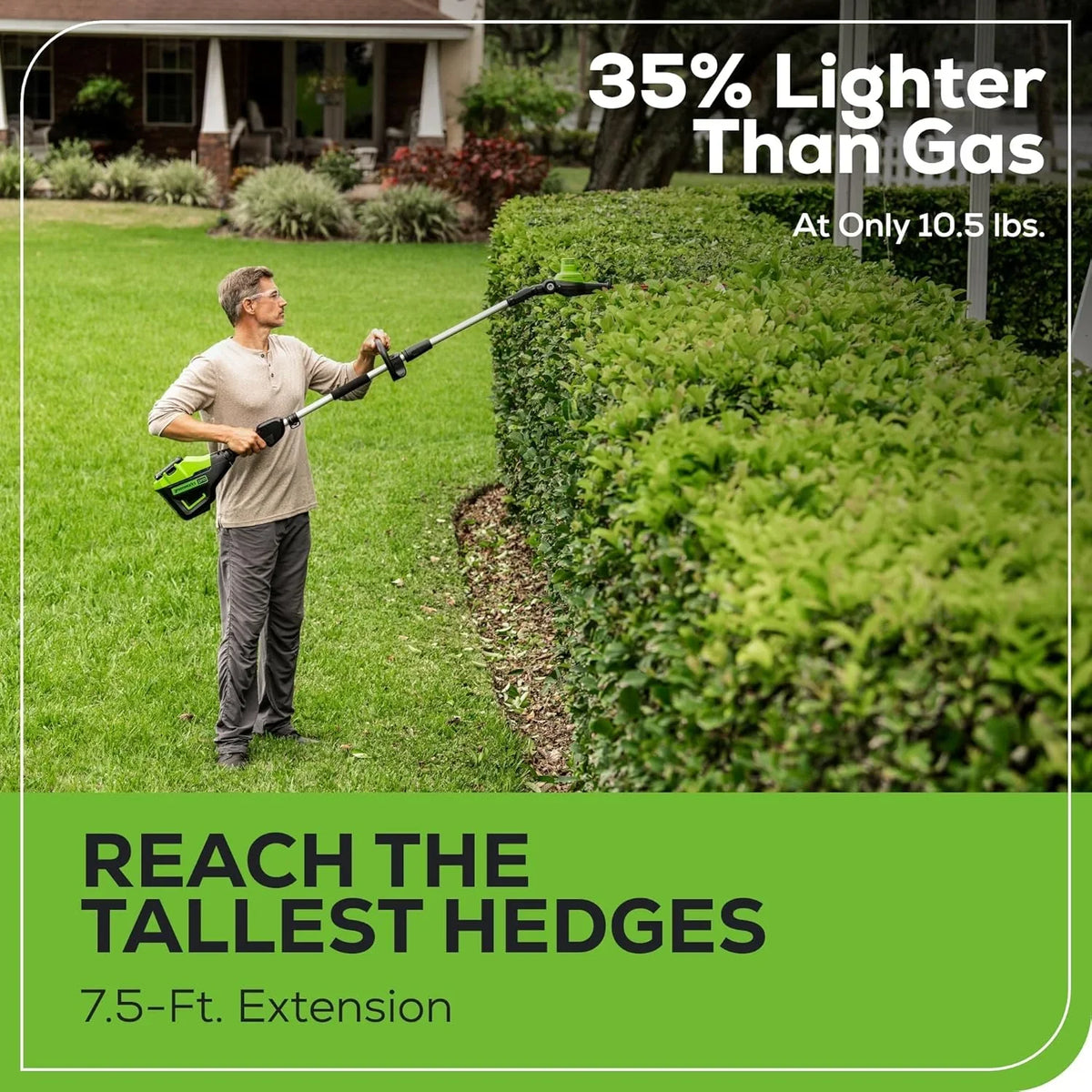 2026 NewGreenworks 60V 20" Brushless Cordless Battery Powered Pole Hedge Trimmer, 2.0Ah Battery and Charger Included