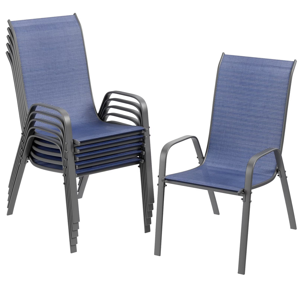 2026 NewPirecart Set of 4 Patio Dining Chairs, Textilene Outdoor Stacking Chairs for Poolside, Backyard, Garden