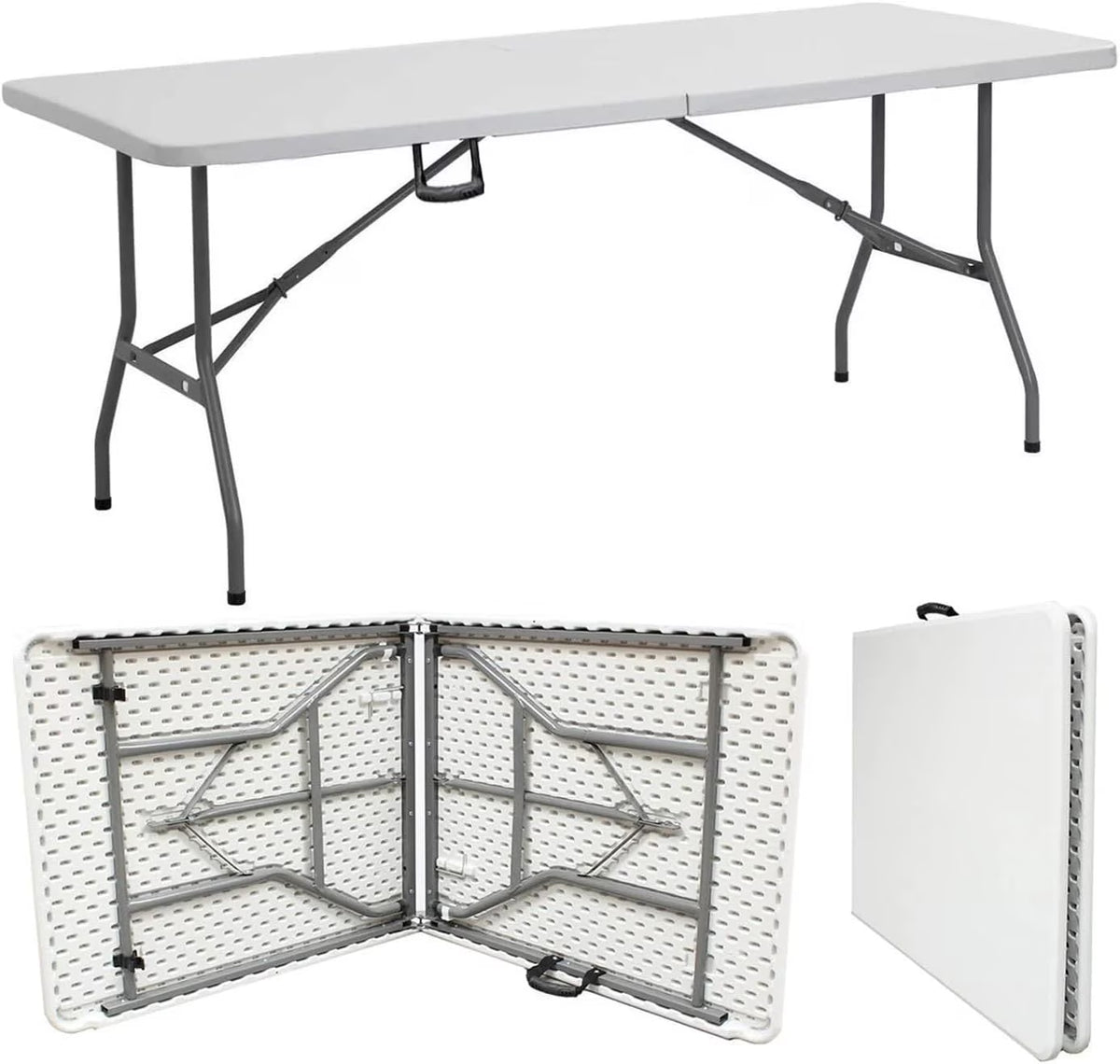2026 NewAmazing for less 8ft Folding Table White Plastic Portable Long Foldable Tables Indoor Outdoor Party Picnic Camping Fold Table 8 Foot (4ft, 6ft, 8ft)