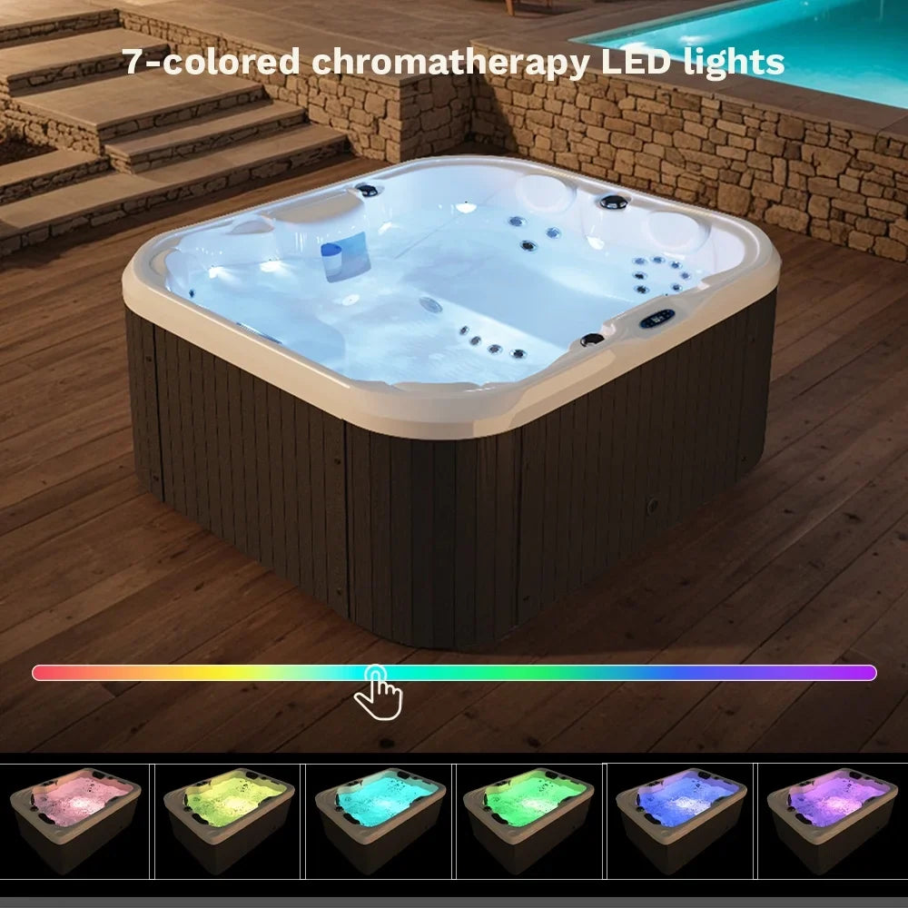 2026 NewPatiowell 2 Person Home Spa Hot Tub for Outdoor, with 41pcs Massage Jets, LED lighting, Built-In Water Purification System, 900L, Black