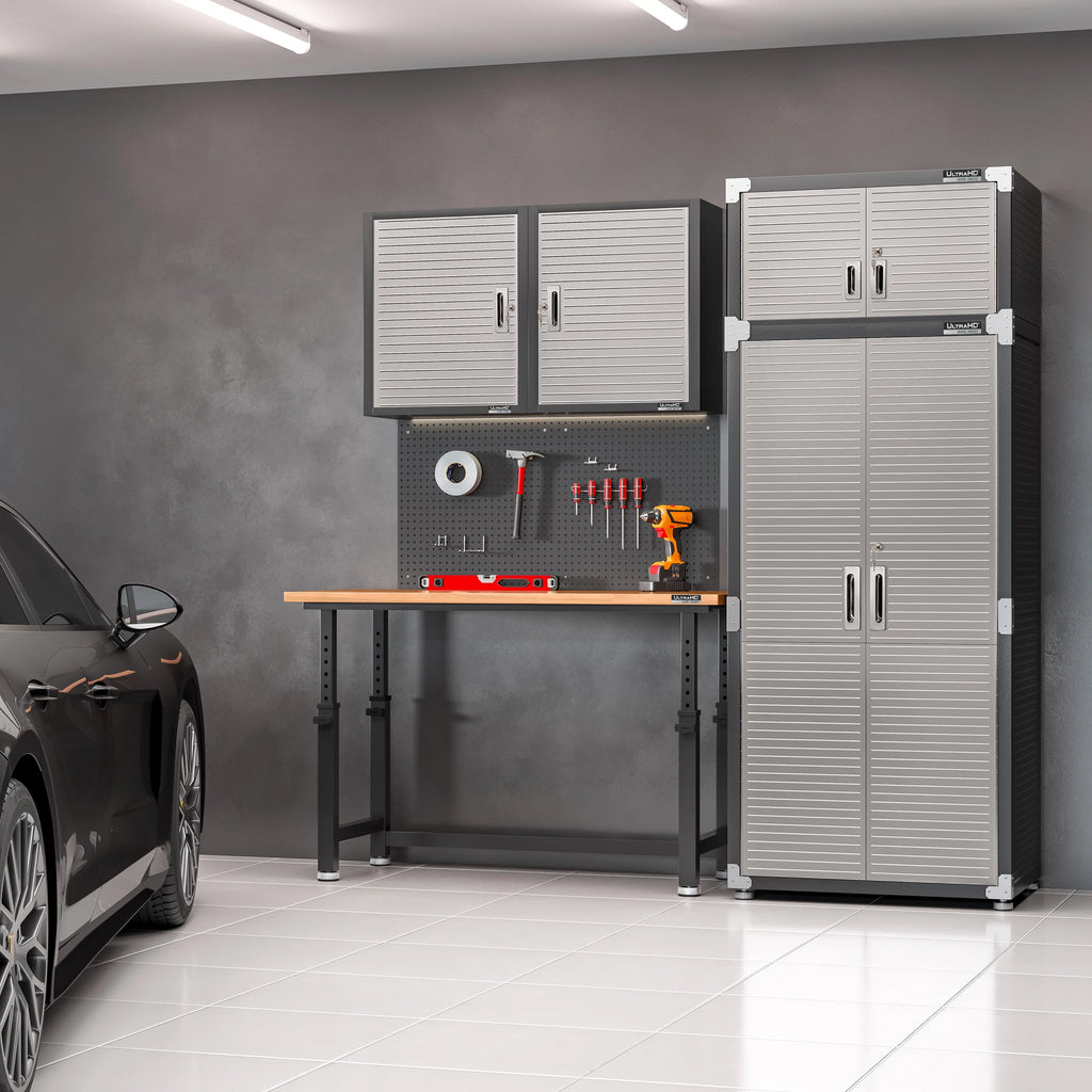 Seville Classics UltraHD Steel Body Lockable Storage Cabinet Organizer Locker Shelving Unit, Graphite, 30" W x 18" D x 72" H