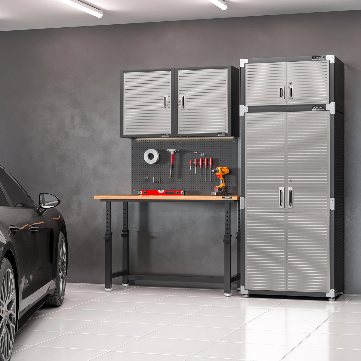 Seville Classics UltraHD Steel Body Lockable Storage Cabinet Organizer Locker Shelving Unit, Graphite, 30" W x 18" D x 72" H