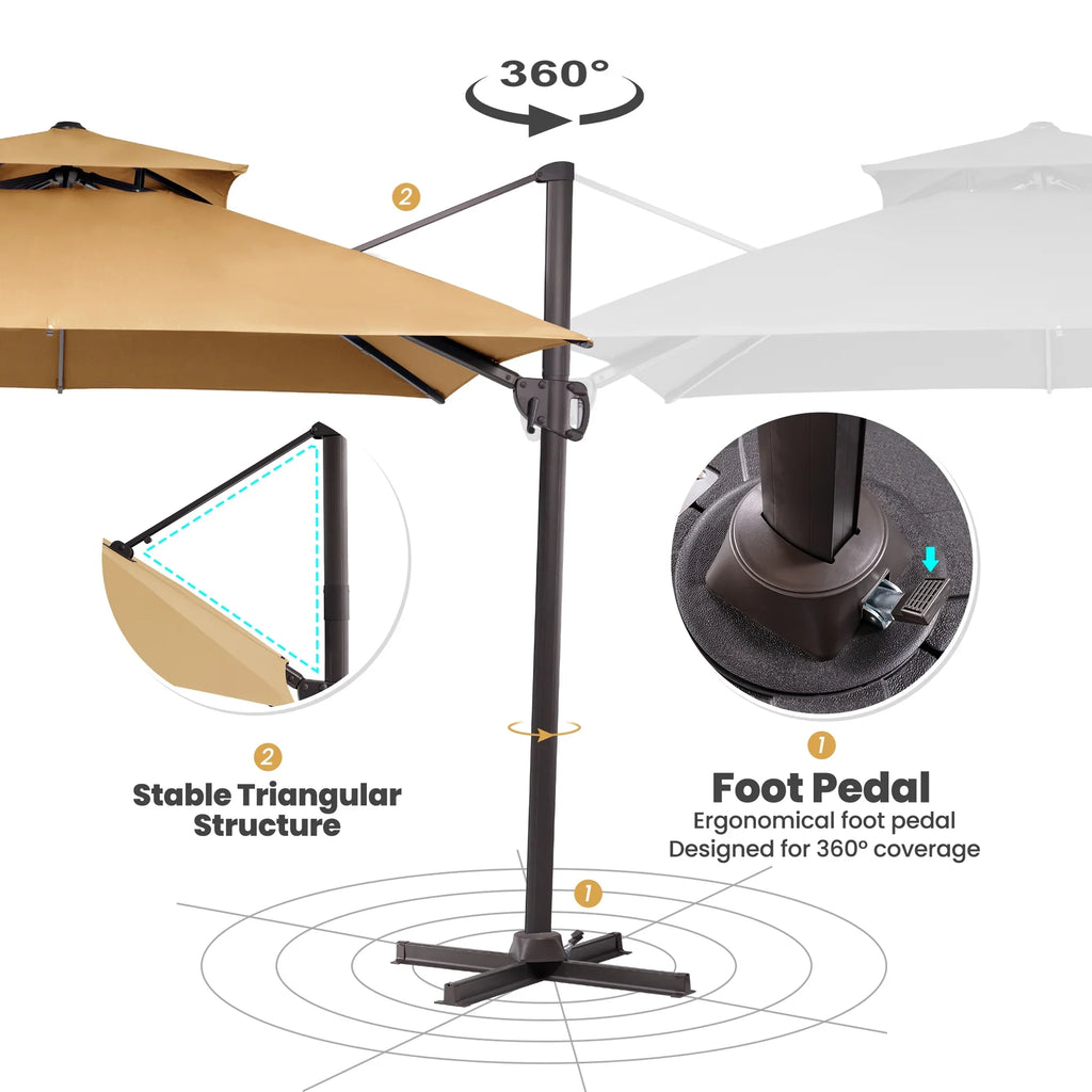 2026 NewPellebant 10 ft. x 10 ft. Square Double Top Patio Cantilever Umbrella, Navy Blue